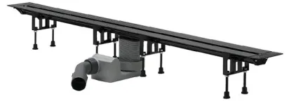 Дренажный канал Viega Advantix Vario Set 704353 с щелевой вставкой матовый хром и опорами, подрезной от 30-120 см