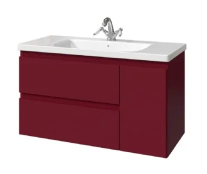 Тумба под раковину Caprigo Forte 36115R eml-019.000.00.20, 100 см подвесная, дверь справа, бордовый