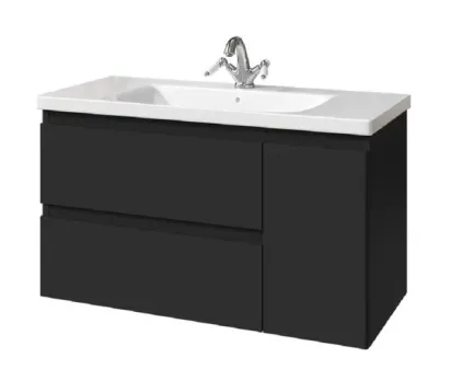 Тумба под раковину Caprigo Forte 36115R eml-020.000.00.05, 100 см подвесная, дверь справа, чёрный матовый