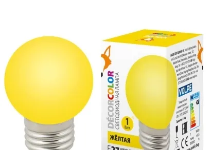 Лампа светодиодная Volpe E27 1W желтая LED-G45-1W/YELLOW/E27/FR/С UL-00005649