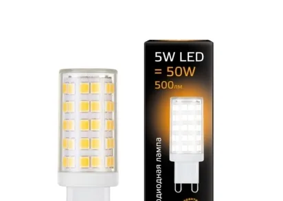 Лампа светодиодная Gauss G9 5W 4100К прозрачная 107309205